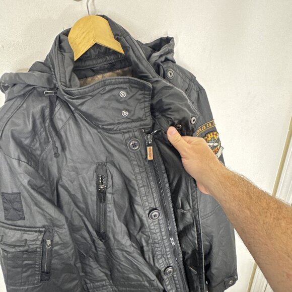 Khujo Noah II XL Black Coated Cotton Jacket Urban Military Utility Parka - Picture 8 of 14
